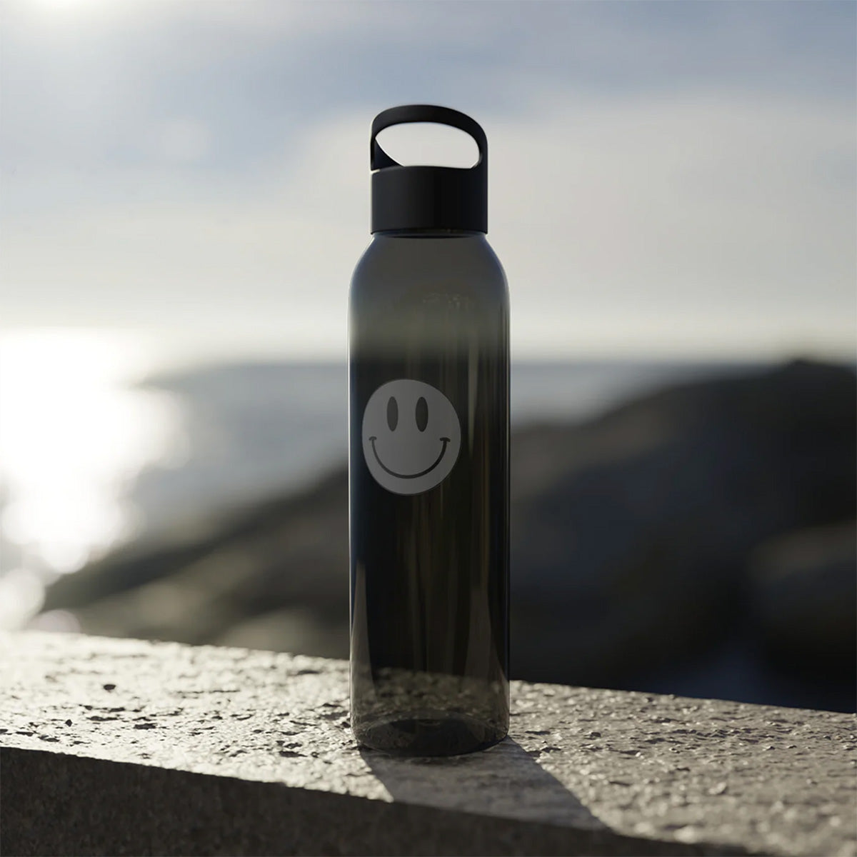 Classic Smiley (Black) - Sky Water Bottle